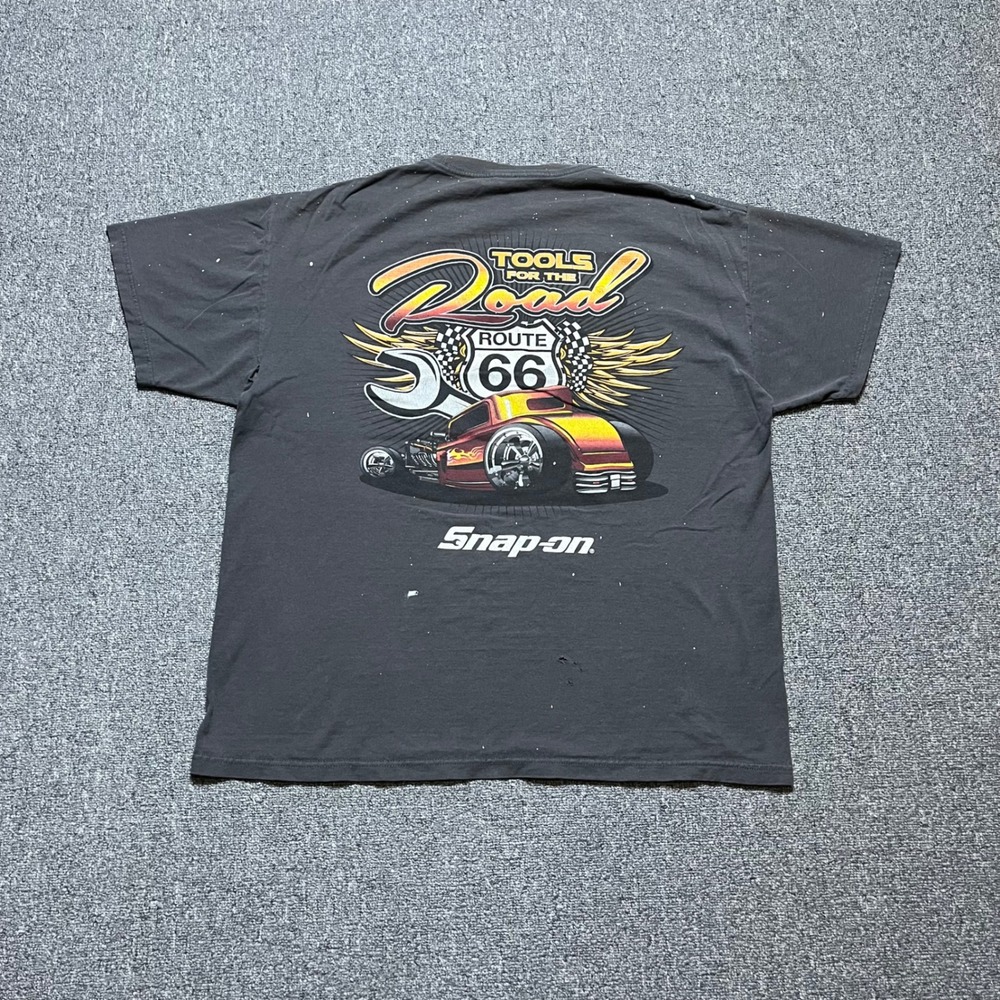 Snap-on Tools for the Road Route 66 T-Shirt Grey Hot Rod Graphic Distressed